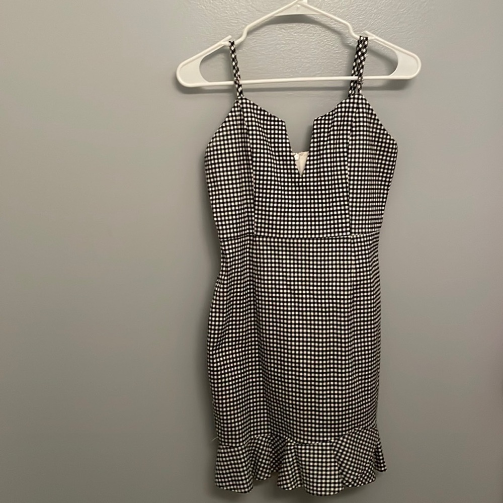 Cute gingham dress with bottom ruffle